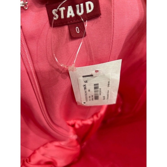STAUD Landscape Lollipop Pink Corset Mini Dress Size 0 NWT Fit Flare Mini - Picture 8 of 12